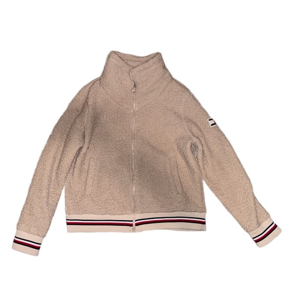 Tommy Hilfiger White Varsity Sherpa Bomber Jacket size S - Picture 1 of 4